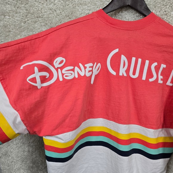 Disney Cruise Line Spirit Jersey Medium Coral White Striped Long Sleeve Shirt - Picture 3 of 9